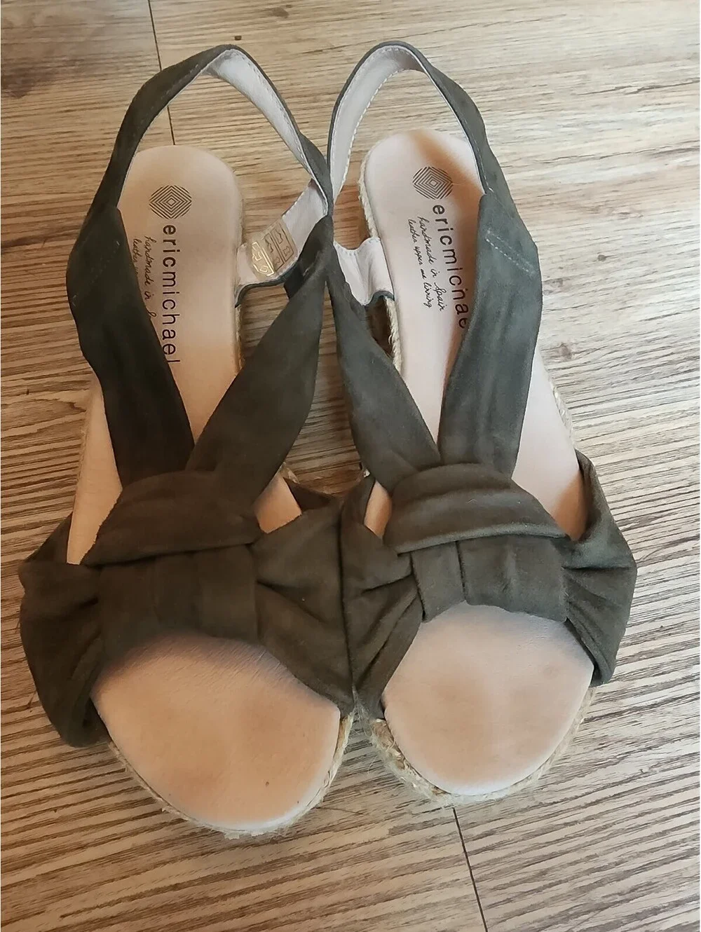 Size 9-9.5 Eric Michael Suede Leather Espadrille Sandals